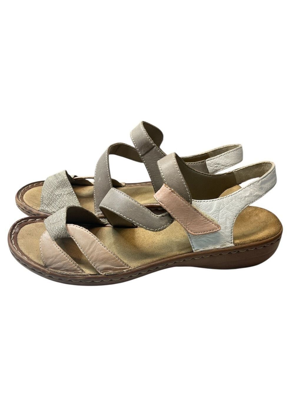 Rieker Strappy Multi Tone Leather Comfort Sandals, size 39 (8)